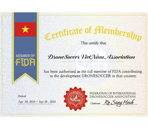 HDFPV đơn vị đại diện Việt Nam là thành viên của Hiệp hội DroneSoccer Quốc tế FIDA